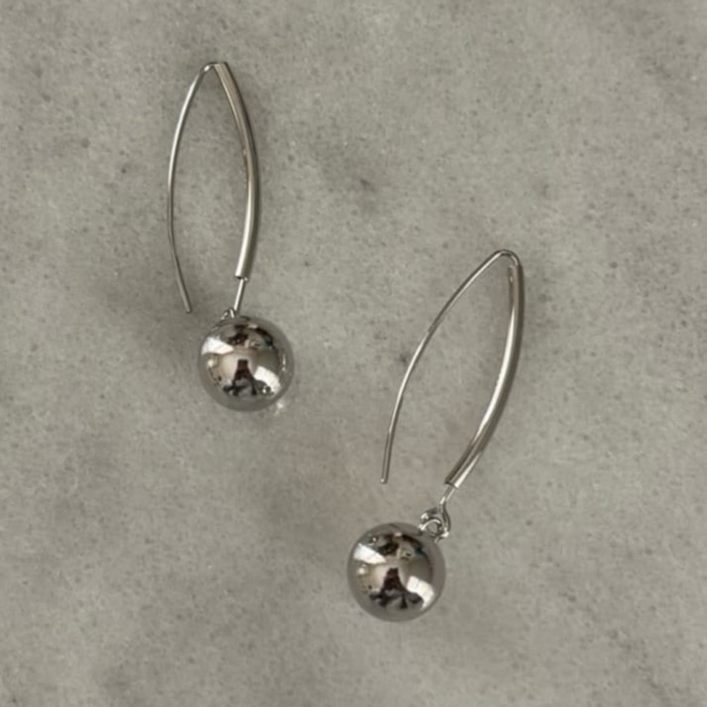 Sterling Silver Hook Dangle Ball Hoop Earrings Brand New